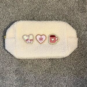 Stoney Clover Lane Cozy Cream Pouch with Cute Patches